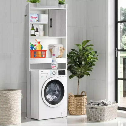 Meuble de rangement WC Costway avec étagères ouvertes et porte – Économiseur d'espace pour salle de bain