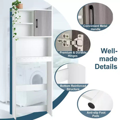 Meuble de rangement WC Costway avec étagères ouvertes et porte – Économiseur d'espace pour salle de bain