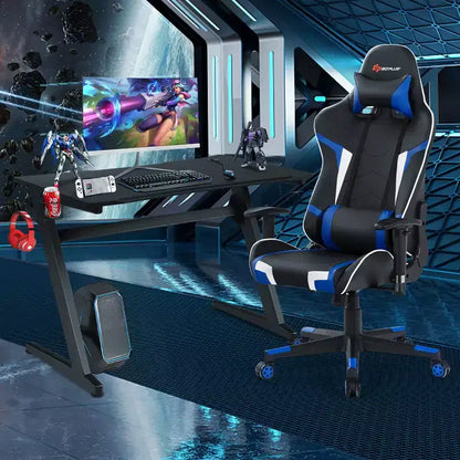 Ensemble de bureau en forme de Z et chaise de jeu de massage de style course Costway pour bureau à domicile
