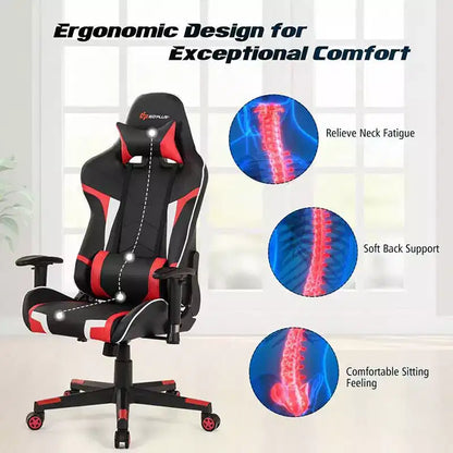 Ensemble de bureau en forme de Z et chaise de jeu de massage de style course Costway pour bureau à domicile