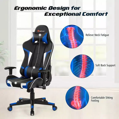 Ensemble de bureau en forme de Z et chaise de jeu de massage de style course Costway pour bureau à domicile