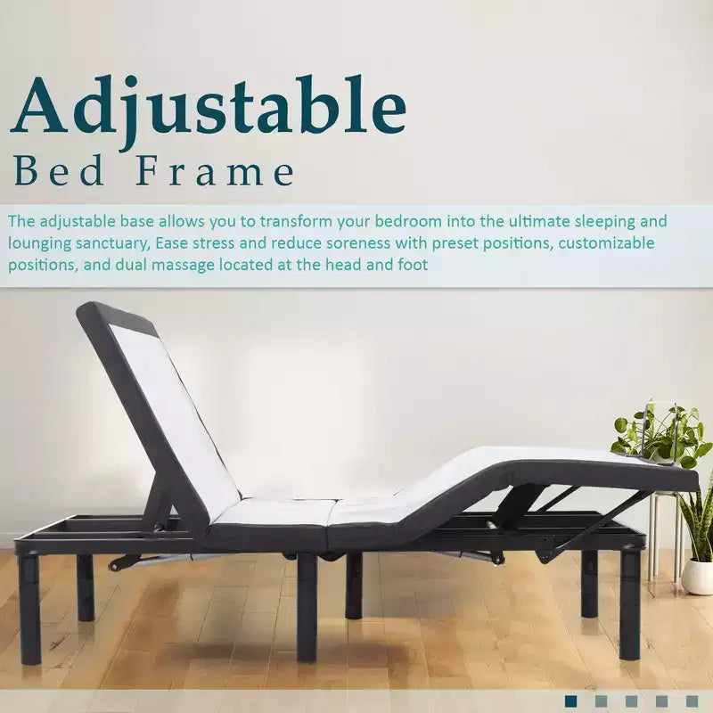 Continental Sleep, base de lit réglable 15 avec 3 positions programmables, inclinaison de la tête et des pieds, éclairage d'ambiance LED, blanc