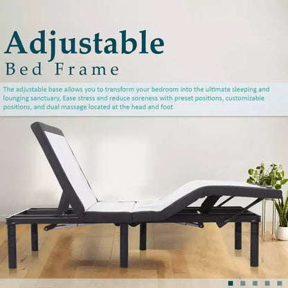 Continental Sleep, base de lit réglable 15 avec 3 positions programmables, inclinaison de la tête et des pieds, éclairage d'ambiance LED, blanc