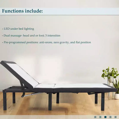 Continental Sleep, base de lit réglable 15 avec 3 positions programmables, inclinaison de la tête et des pieds, éclairage d'ambiance LED, blanc