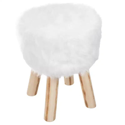 Ottoman rond en fausse fourrure, repose-pieds ou tabouret d'appoint Lavish Home (blanc)