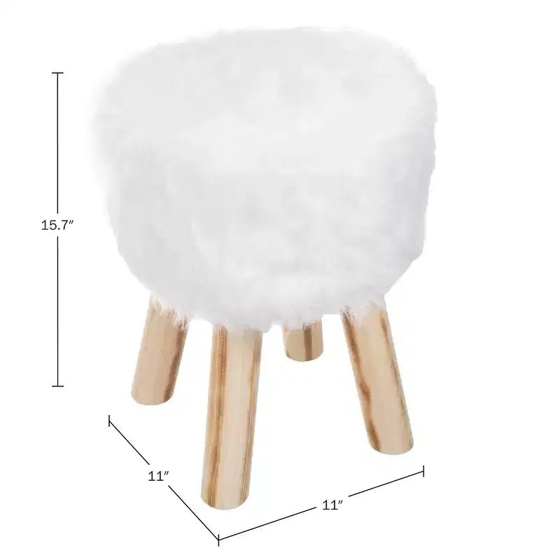 Ottoman rond en fausse fourrure, repose-pieds ou tabouret d'appoint Lavish Home (blanc)