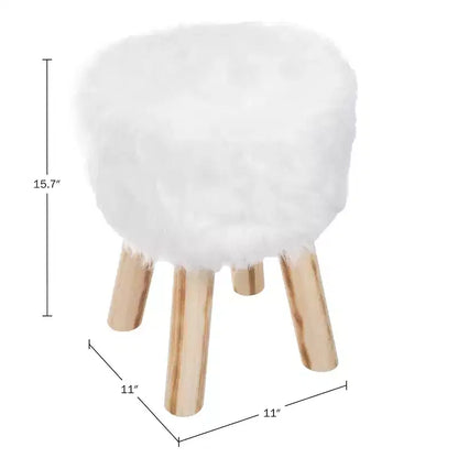 Ottoman rond en fausse fourrure, repose-pieds ou tabouret d'appoint Lavish Home (blanc)