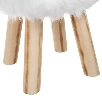 Ottoman rond en fausse fourrure, repose-pieds ou tabouret d'appoint Lavish Home (blanc)