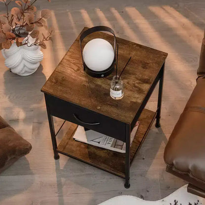 Costway 2 Tables de Chevet à 2 Niveaux avec Tiroir pour Salon
