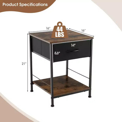 Costway 2 Tables de Chevet à 2 Niveaux avec Tiroir pour Salon