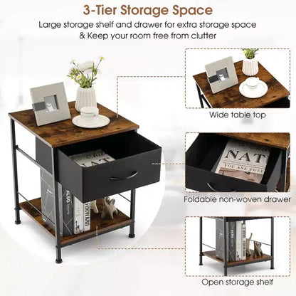 Costway 2 Tables de Chevet à 2 Niveaux avec Tiroir pour Salon