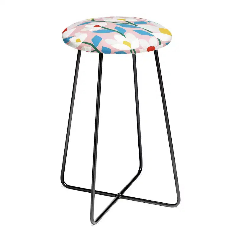 Maritza Lisa White Springs Florals Counter Height Barstool - Deny Designs