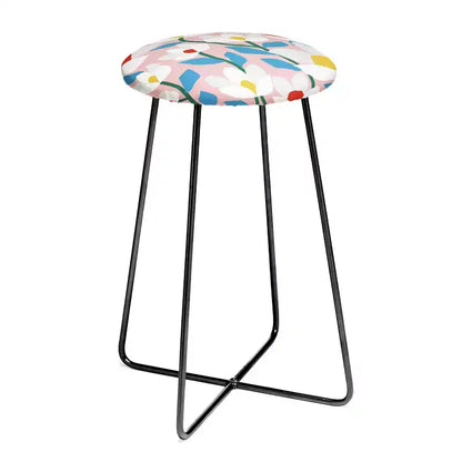 Maritza Lisa White Springs Florals Counter Height Barstool - Deny Designs