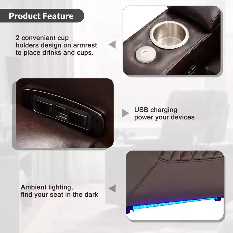 Fauteuil inclinable électrique avec port de chargement USB - ModernLuxe