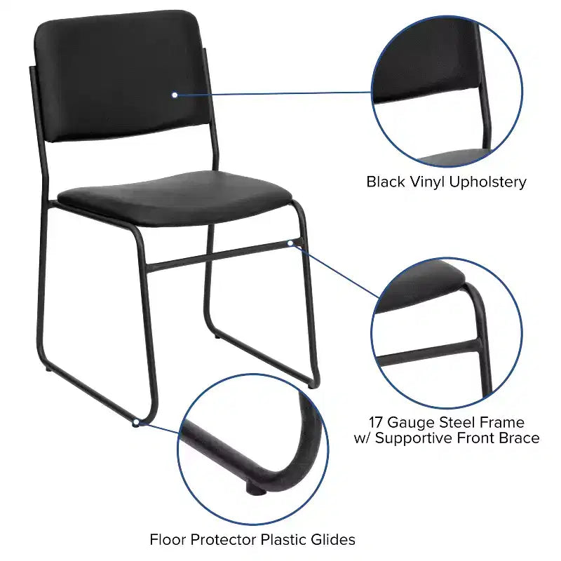 Flash Furniture Lot de 4 Chaises empilables haute densité HERCULES Series 500 lb avec base luge