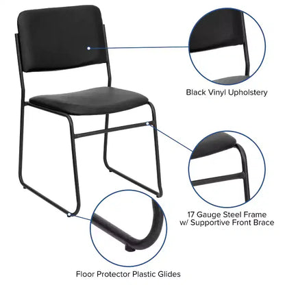 Flash Furniture Lot de 4 Chaises empilables haute densité HERCULES Series 500 lb avec base luge