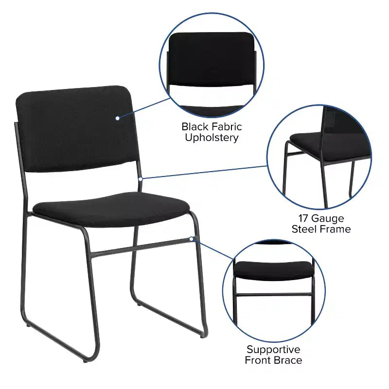 Flash Furniture Lot de 4 Chaises empilables haute densité HERCULES Series 500 lb avec base luge