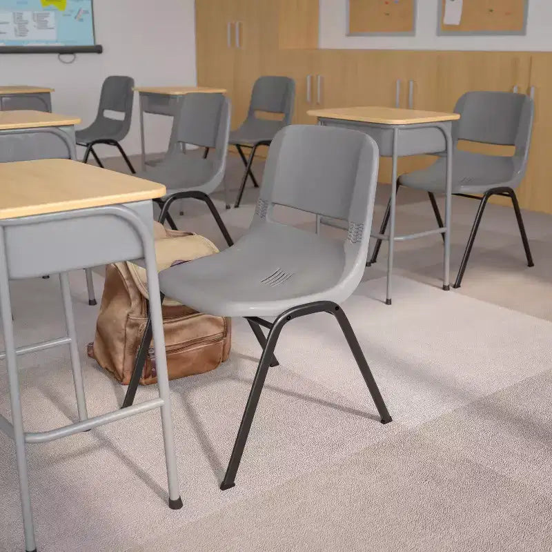 Lot de 4 chaises empilables ergonomiques Flash Furniture HERCULES Series 880 lb avec cadre en métal