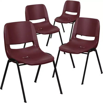 Lot de 4 chaises empilables ergonomiques Flash Furniture HERCULES Series 880 lb avec cadre en métal