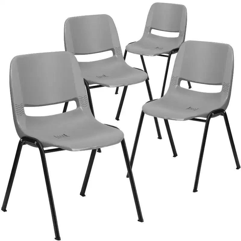 Lot de 4 chaises empilables ergonomiques Flash Furniture HERCULES Series 880 lb avec cadre en métal