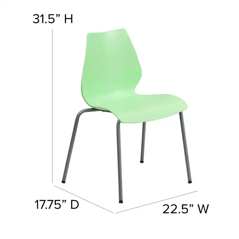 Lot de 4 chaises empilables Flash Furniture série HERCULES avec support lombaire et cadre argenté, capacité de 350 kg