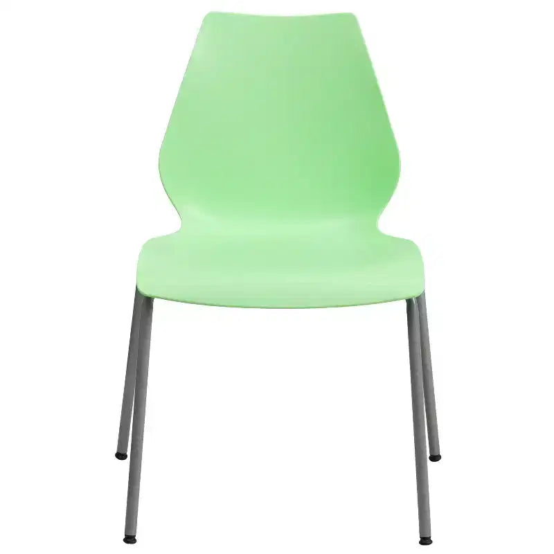 Lot de 4 chaises empilables Flash Furniture série HERCULES avec support lombaire et cadre argenté, capacité de 350 kg