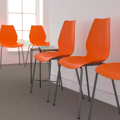 Lot de 4 chaises empilables Flash Furniture série HERCULES avec support lombaire et cadre argenté, capacité de 350 kg