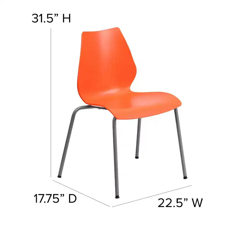 Lot de 4 chaises empilables Flash Furniture série HERCULES avec support lombaire et cadre argenté, capacité de 350 kg