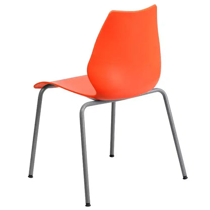 Lot de 4 chaises empilables Flash Furniture série HERCULES avec support lombaire et cadre argenté, capacité de 350 kg