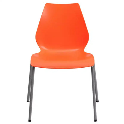 Lot de 4 chaises empilables Flash Furniture série HERCULES avec support lombaire et cadre argenté, capacité de 350 kg