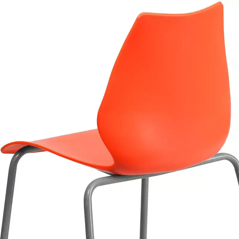 Lot de 4 chaises empilables Flash Furniture série HERCULES avec support lombaire et cadre argenté, capacité de 350 kg