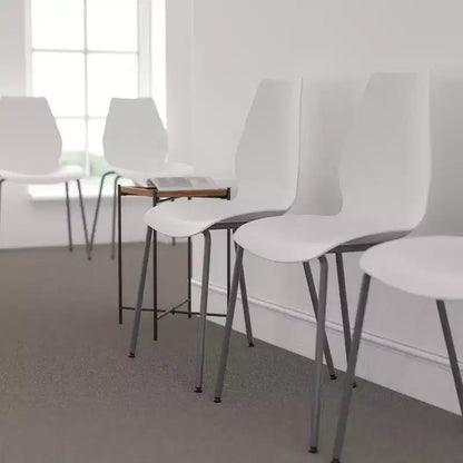 Lot de 4 chaises empilables Flash Furniture série HERCULES avec support lombaire et cadre argenté, capacité de 350 kg