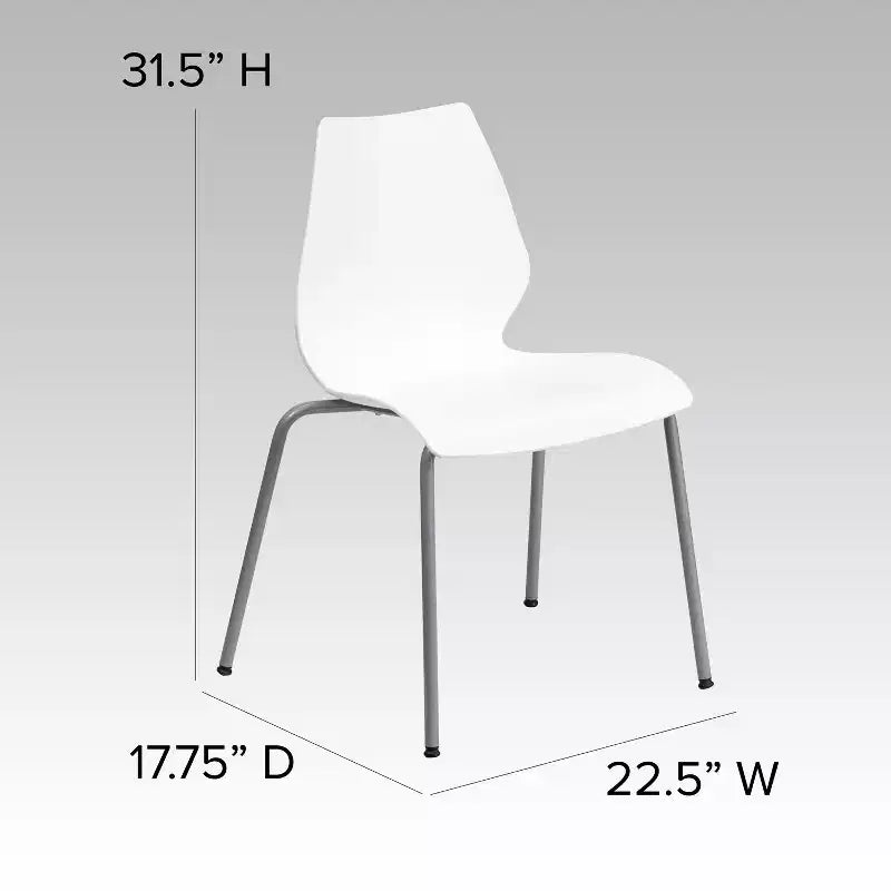 Lot de 4 chaises empilables Flash Furniture série HERCULES avec support lombaire et cadre argenté, capacité de 350 kg