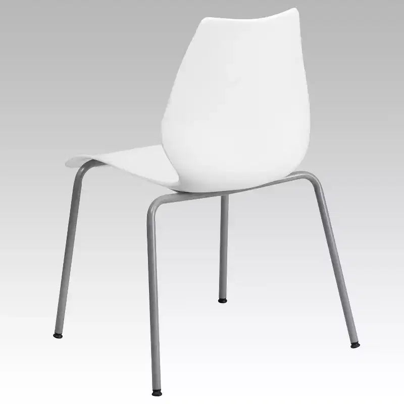 Lot de 4 chaises empilables Flash Furniture série HERCULES avec support lombaire et cadre argenté, capacité de 350 kg