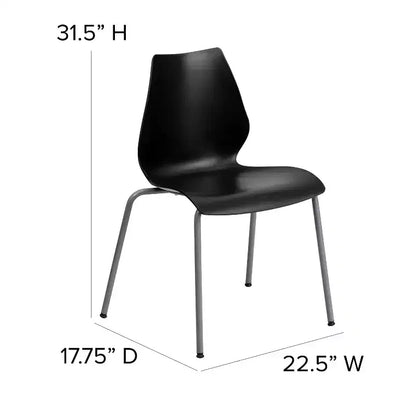 Lot de 4 chaises empilables Flash Furniture série HERCULES avec support lombaire et cadre argenté, capacité de 350 kg