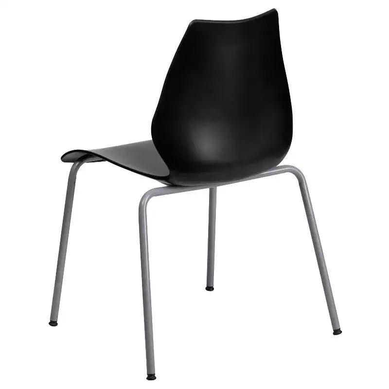 Lot de 4 chaises empilables Flash Furniture série HERCULES avec support lombaire et cadre argenté, capacité de 350 kg