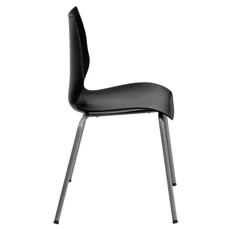 Lot de 4 chaises empilables Flash Furniture série HERCULES avec support lombaire et cadre argenté, capacité de 350 kg