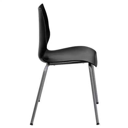 Lot de 4 chaises empilables Flash Furniture série HERCULES avec support lombaire et cadre argenté, capacité de 350 kg