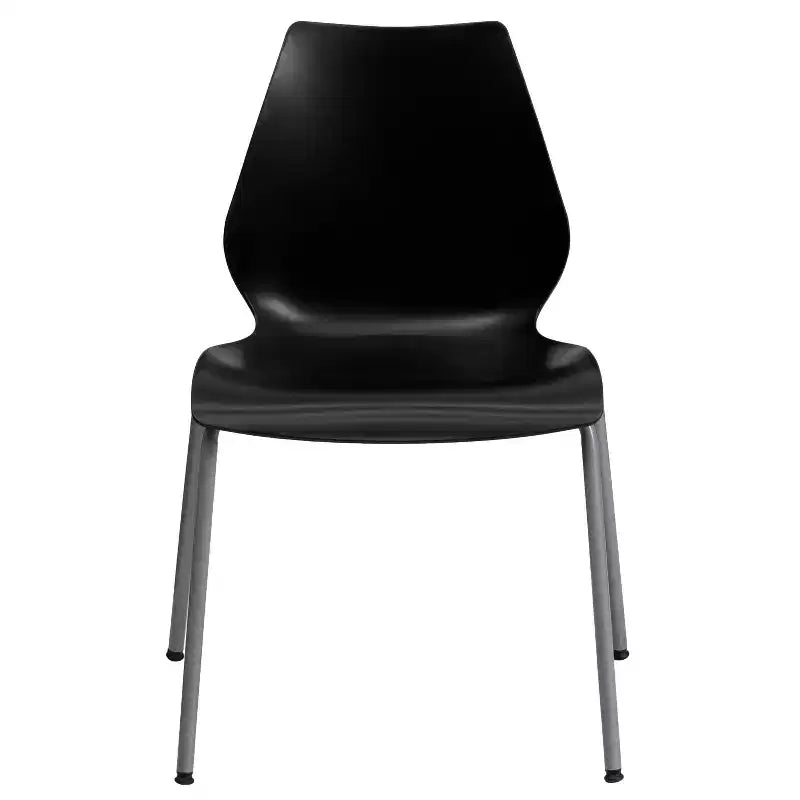 Lot de 4 chaises empilables Flash Furniture série HERCULES avec support lombaire et cadre argenté, capacité de 350 kg