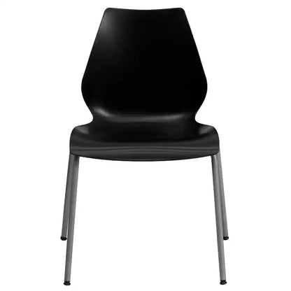 Lot de 4 chaises empilables Flash Furniture série HERCULES avec support lombaire et cadre argenté, capacité de 350 kg