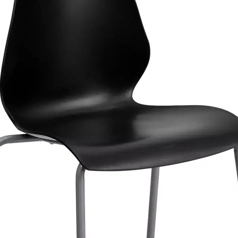 Lot de 4 chaises empilables Flash Furniture série HERCULES avec support lombaire et cadre argenté, capacité de 350 kg