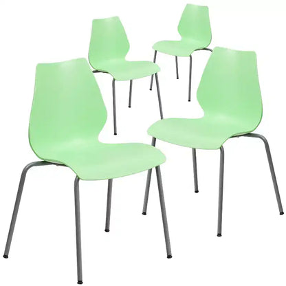 Lot de 4 chaises empilables Flash Furniture série HERCULES avec support lombaire et cadre argenté, capacité de 350 kg