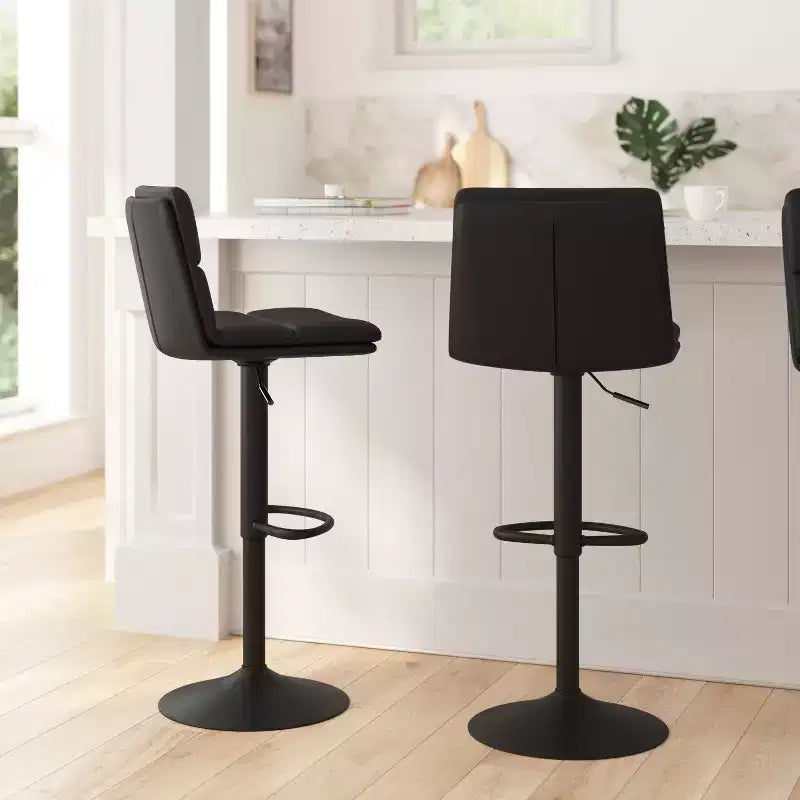 Tabourets modernes Merrick Lane rembourrés et réglables en hauteur avec bases robustes en fer