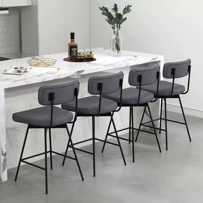 Tabourets de Bar Pivotants Rembourrés Costway Lot de 4 avec Siège et Dossier Rembourrés Structure en Métal Beige/Gris