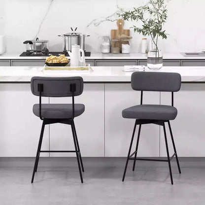 Tabourets de Bar Pivotants Rembourrés Costway Lot de 4 avec Siège et Dossier Rembourrés Structure en Métal Beige/Gris