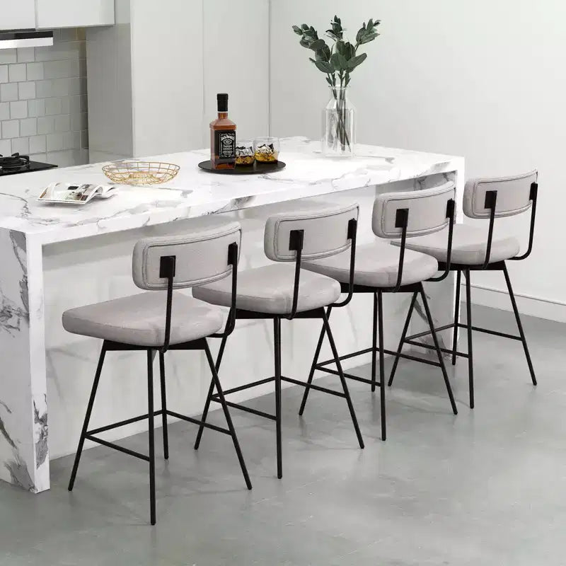 Tabourets de Bar Pivotants Rembourrés Costway Lot de 4 avec Siège et Dossier Rembourrés Structure en Métal Beige/Gris