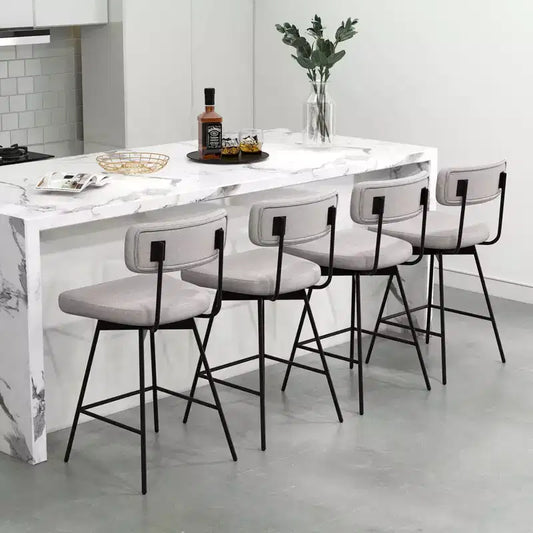 Tabourets de Bar Pivotants Rembourrés Costway Lot de 4 avec Siège et Dossier Rembourrés Structure en Métal Beige/Gris
