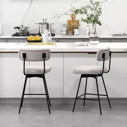 Tabourets de Bar Pivotants Rembourrés Costway Lot de 4 avec Siège et Dossier Rembourrés Structure en Métal Beige/Gris