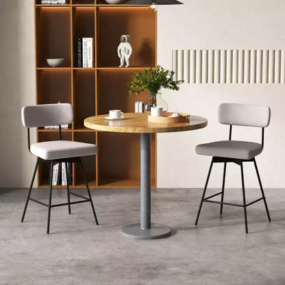 Tabourets de Bar Pivotants Rembourrés Costway Lot de 4 avec Siège et Dossier Rembourrés Structure en Métal Beige/Gris