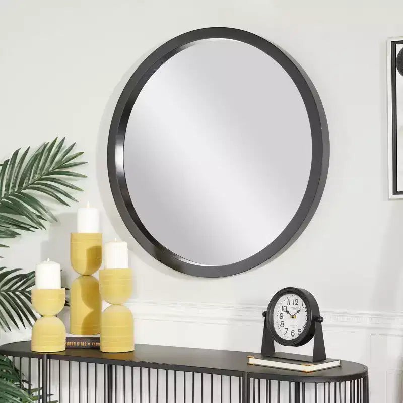 Miroir mural rond contemporain en bois - Olivia & May